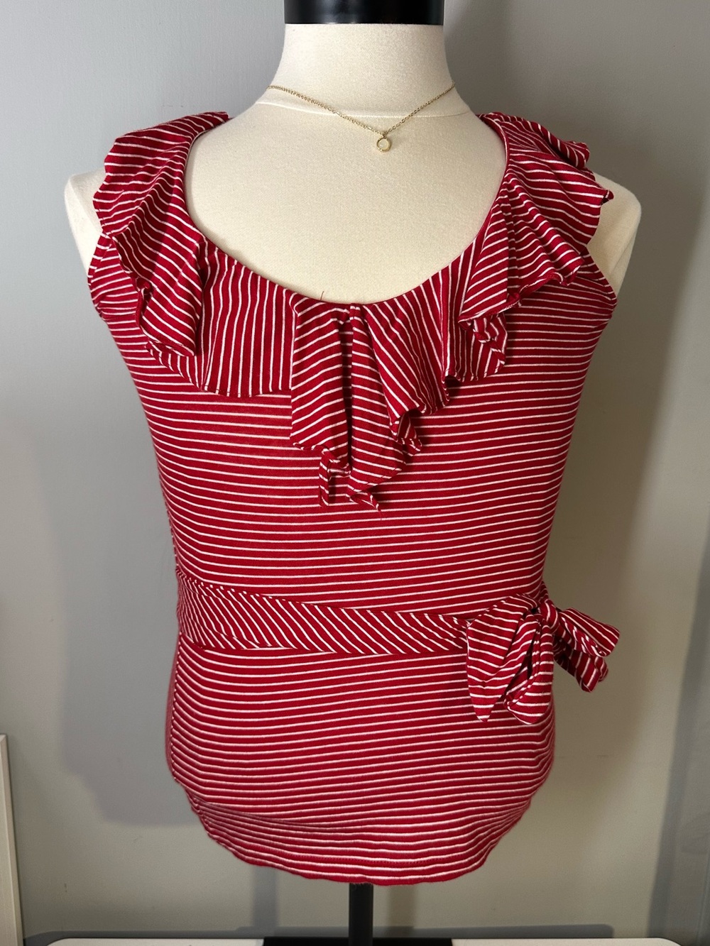 Ralph Lauren Striped Ruffle Tie-Waist Tank